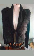 Zwart met bont vest, Ophalen of Verzenden, Zo goed als nieuw, Maat 38/40 (M), Zwart