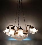 19e eeuwse Franse verguld bronzen kroonluster, Ophalen, Glas