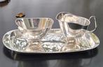 Keltum verzilverd melk en suikerstel met onderblad, Antiek en Kunst, Ophalen of Verzenden