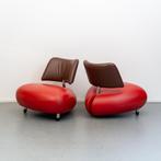 2x Leolux Pallone fauteuil in de kleurstelling rood/bruin, Huis en Inrichting, Fauteuils, Ophalen of Verzenden, Zo goed als nieuw