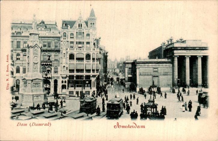 Dam- Amsterdam, Verzamelen, Ansichtkaarten | Nederland, Gelopen, Noord-Holland, Voor 1920, Ophalen of Verzenden