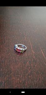 Zilveren ring met gekleurde steentjes - Anna + Nina, Sieraden, Tassen en Uiterlijk, Met edelsteen, Ophalen of Verzenden, Dame