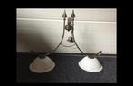 Luxe Hanglamp bruin/brons pijlen met witte glazen kappen, Huis en Inrichting, Ophalen, Zo goed als nieuw, Glas, Stoer, sober, klassiek
