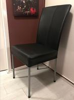3x Eetkamerstoel – Zwart, leerlook met metalen poten, Huis en Inrichting, Stoelen, Ophalen, Gebruikt, Drie, Zwart