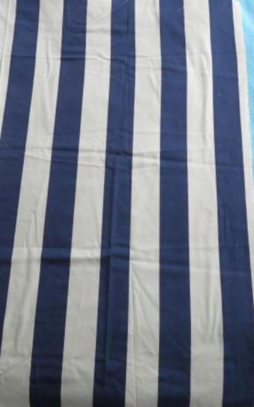 Vintage lap stof creme en donkerblauwe brede strepen Nieuw, Hobby en Vrije tijd, Stoffen en Lappen, Nieuw, Katoen, 30 tot 120 cm