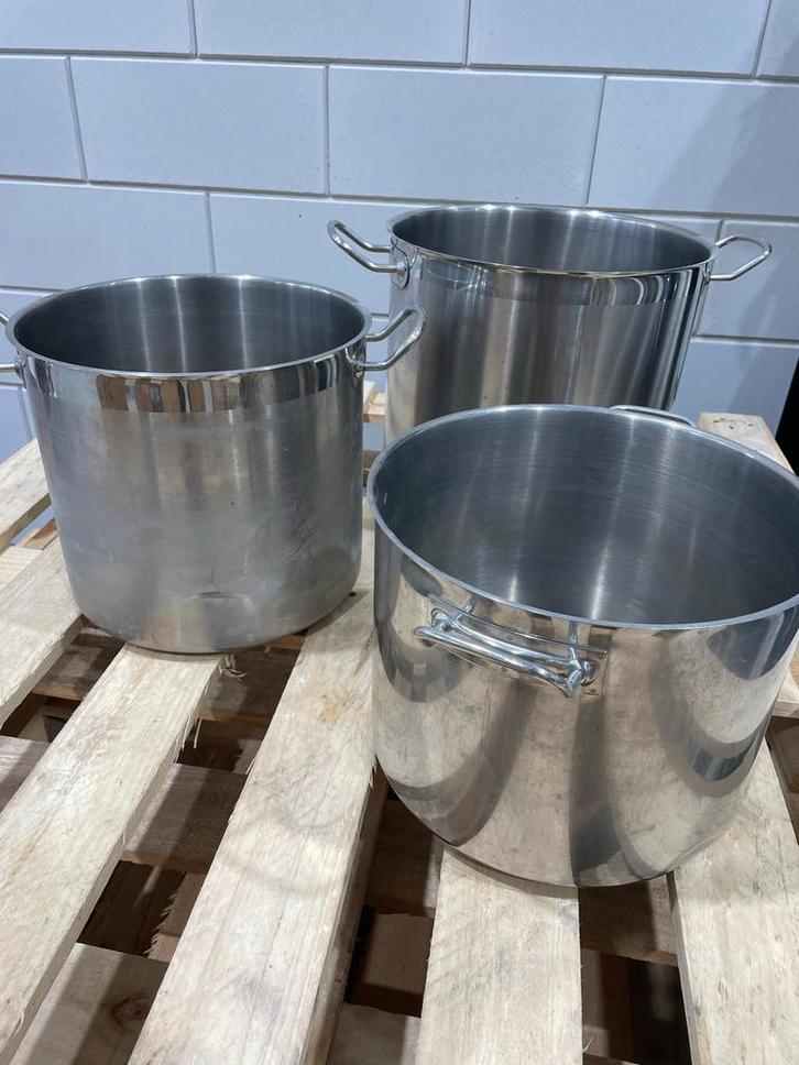 3 Grote RVS Pannen - Horeca Kwaliteit, Huis en Inrichting, Keuken | Potten en Pannen, Gebruikt, Ophalen of Verzenden