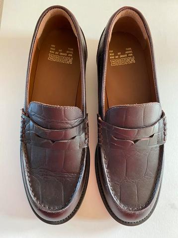 Nieuwe leren donkerbruine Bronx loafers maat 39 beschikbaar voor biedingen