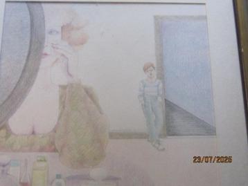 FRED J HEMMES '67, Pasteltek. Vrouw maakt zich op m Jongen  beschikbaar voor biedingen