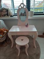 Schattige lichtroze kaptafel hartjes met spiegel en krukje, Ophalen, Gebruikt, 50 tot 100 cm, Minder dan 100 cm