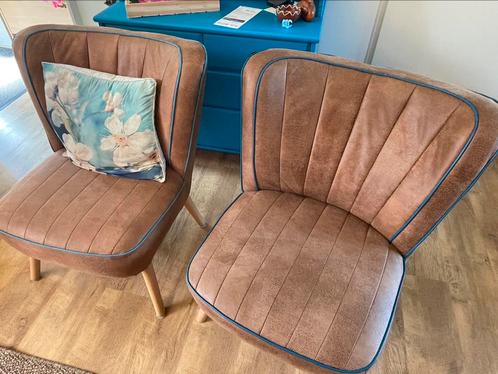 Retro fauteuils 2, Huis en Inrichting, Fauteuils, Gebruikt, Hout, Stof, 50 tot 75 cm, 75 tot 100 cm, Ophalen