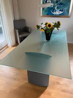 Glazen Eetkamertafel met IJzeren Onderstel, Ophalen, Gebruikt, 50 tot 100 cm, Vijf personen of meer