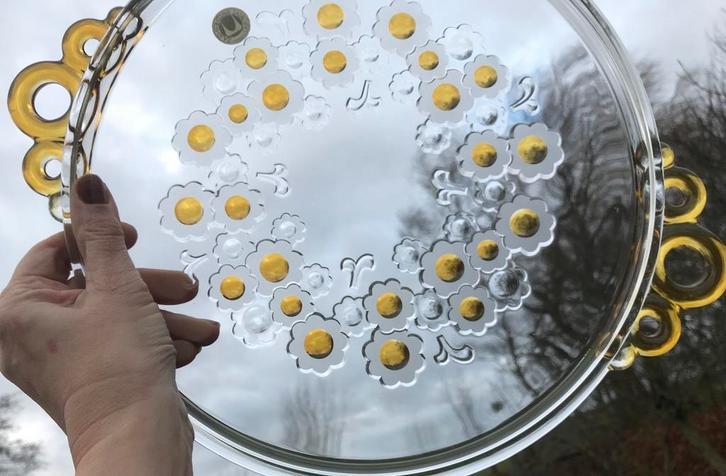 Vintage taartschaal / plateau Walther glas west germany, Antiek en Kunst, Antiek | Glas en Kristal, Ophalen of Verzenden