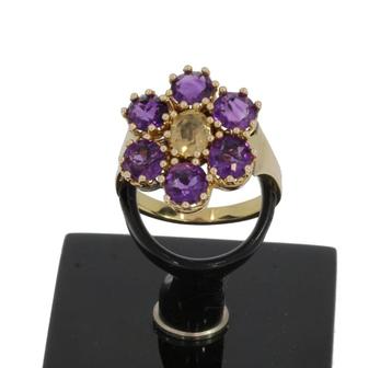 Citrien amethist fraaie 14k gouden design dames ring bloem beschikbaar voor biedingen