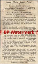 Laugs Johannes 1857 Ohe en Laak 1941 x Creemers - kreukelig, Bidprentje, Ophalen of Verzenden