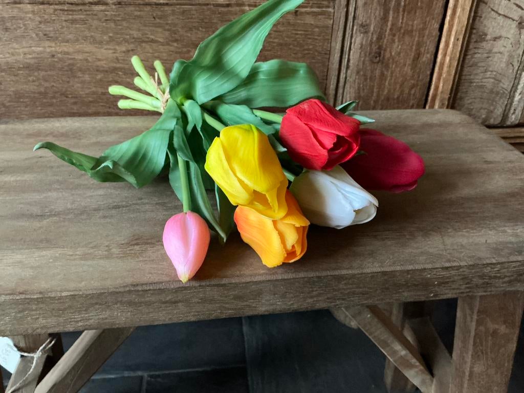 NIEUW bos veelkleurige real touch tulpen kunstbloemen, Ophalen of Verzenden, Nieuw