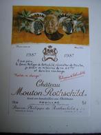Origineel Chateau Mouton Rothschild Wijn Etiket 1987, Verzamelen, Wijnen, Frankrijk, Nieuw, Ophalen of Verzenden, Rode wijn