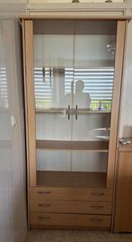 Houten Vitrinekast met 3 Lades, Huis en Inrichting, Kasten | Vitrinekasten, Ophalen, Gebruikt, 50 tot 100 cm, Met lade(s)