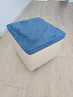 Blauw Créme Poef, Minder dan 50 cm, Vierkant, Minder dan 50 cm, Zo goed als nieuw