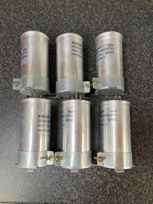 6x condensator KSCAP . 30uf , 500v AC ., Hobby en Vrije tijd, Elektronica-componenten, Gebruikt, Ophalen of Verzenden
