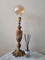 Vintage antieke marmer natuursteen koper messing lampenvoet, Huis en Inrichting, Lampen | Tafellampen, Minder dan 50 cm, Overige materialen