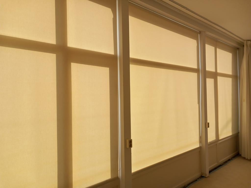 Groot rolgordijn ecru, Huis en Inrichting, Ophalen, Crème, Gebruikt, 200 cm of meer