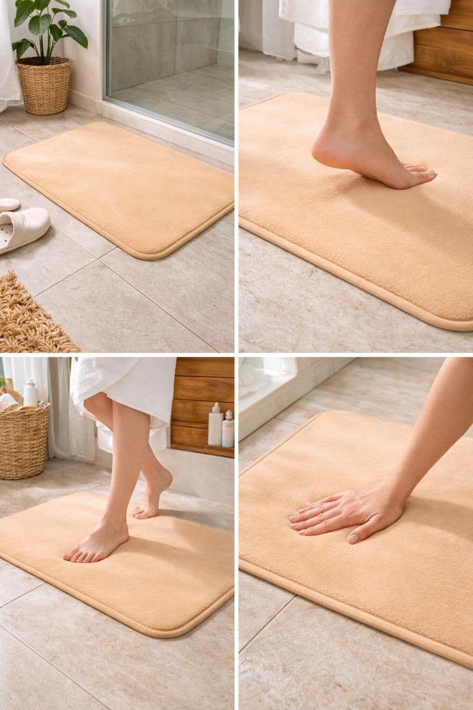 Traagschuim Badmat 40 x 60 cm – Zacht & Sneldrogend, Ophalen of Verzenden, Nieuw, Beige, Badmat