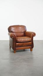 Unieke fauteuil gemaakt van schapenleer in Engelse stijl, Huis en Inrichting, Fauteuils, Ophalen, Klassiek, Engels, Gebruikt, .