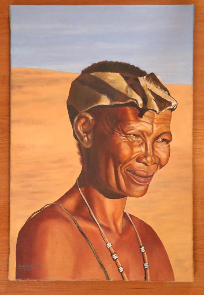 G.J. Kuiper (1926-2013) - Zuid-Afrikaanse vrouw in Woestijn, Antiek en Kunst, Kunst | Schilderijen | Klassiek, Ophalen of Verzenden