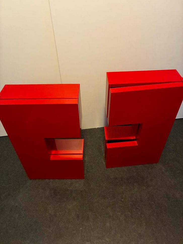 Vintage Ikea Atran Wandmeubels - Rood Staal, Huis en Inrichting, Kasten | Boekenkasten, Gebruikt, 50 tot 100 cm, 100 tot 150 cm