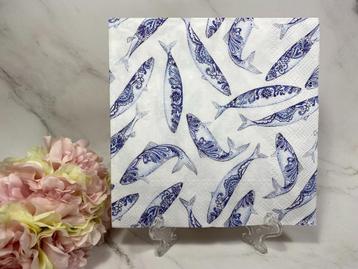 IHR knutsel servetten vissen blauw nr 371 decoupage  beschikbaar voor biedingen