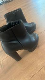 Leren enkellaarzen hoge hak maat 38, Ophalen of Verzenden, Zo goed als nieuw, Zwart