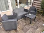 Leen Bakker Tuinset Zwart, Tuin en Terras, 4 zitplaatsen, Kunststof, Gebruikt, Ophalen of Verzenden