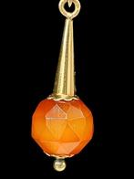 14 karaats gouden Hanger met facetgeslepen Carneool steen, Goud, Zo goed als nieuw, Verzenden