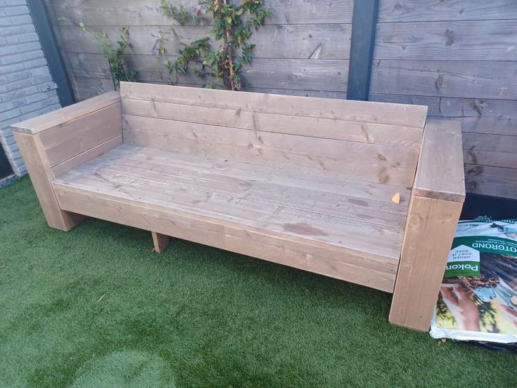 Tuinbank steigerhout, beige beits, Tuin en Terras, Tuinbanken, Zo goed als nieuw, Hout, Ophalen