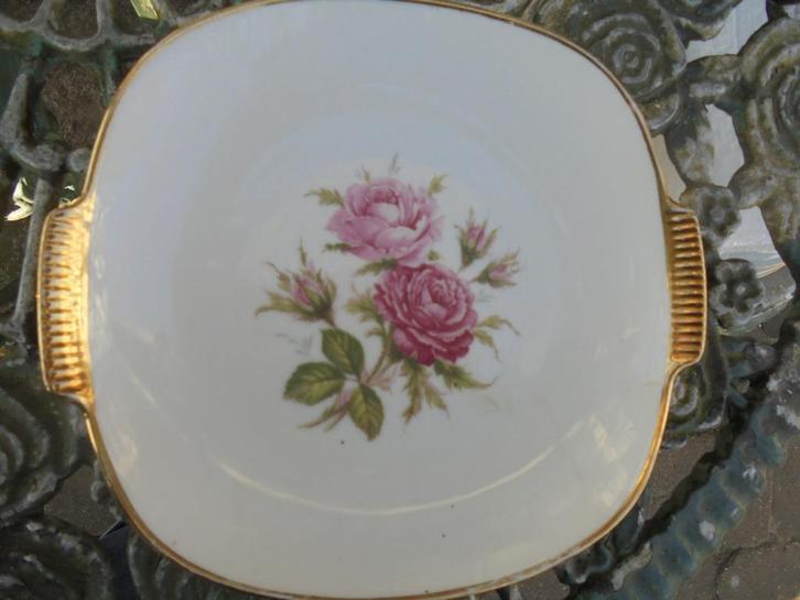 Kaiser Moosrose Petit four setje met roze roosjes + meer, Antiek en Kunst, Antiek | Servies los, Ophalen of Verzenden