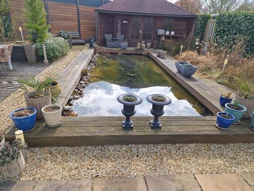 Te koop grote vijver, incl pomp, filtersysteem, waterplanten, Tuin en Terras, Vijvers, Gebruikt, Ophalen