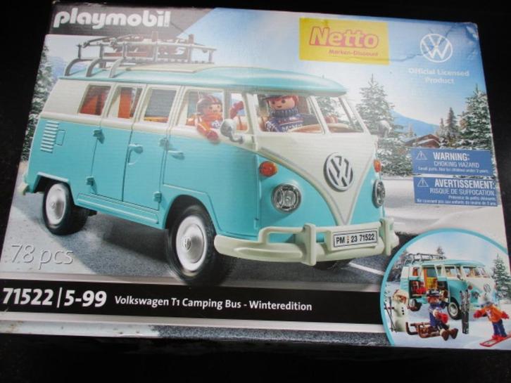 playmobil 71522 Vw T1 campingbus Netto winter-edition, Kinderen en Baby's, Speelgoed | Playmobil, Zo goed als nieuw, Complete set