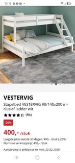 JYSK VERSTERVIG stapelbed 2 stuks, wit, 90/140/, Ophalen, 90 cm, Minder dan 160 cm, 200 cm