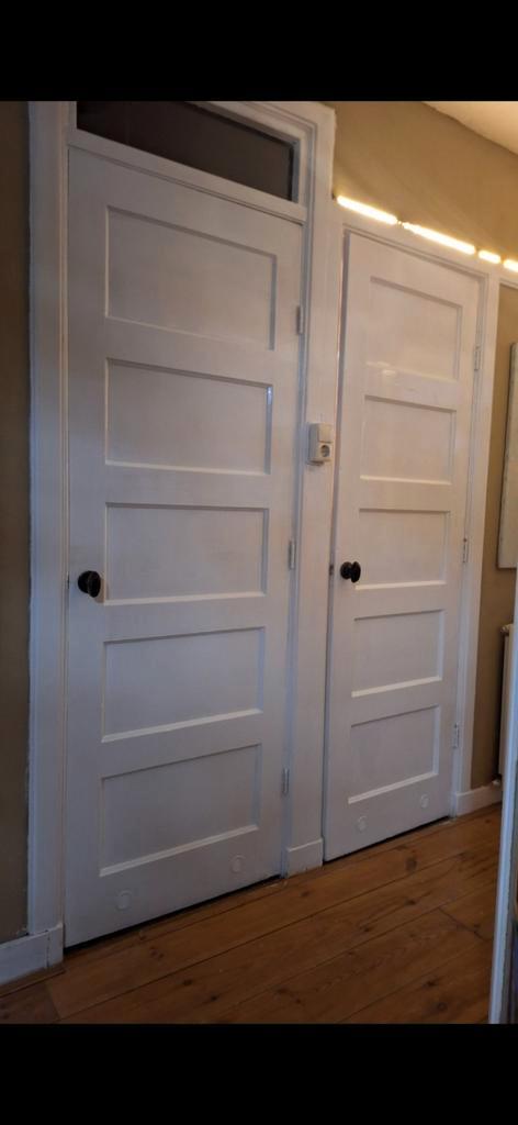 Twee originele solide 5 vlaks jaren 30 paneeldeuren, Doe-het-zelf en Verbouw, Deuren en Horren, Zo goed als nieuw, Binnendeur