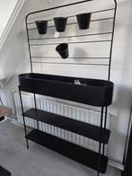 Plantenrek met potten - Zwart Metaal, Tuin en Terras, Bloembakken en Plantenbakken, Ophalen, Tuin, 100 cm of meer, Zo goed als nieuw