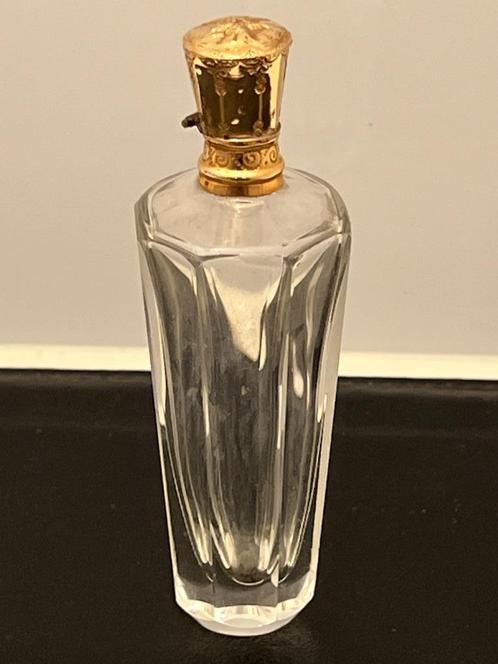 Parfumflesje met Stopper Kristal 14 Karaat Goud 9cm, Verzamelen, Parfumverzamelingen, Gebruikt, Parfumfles, Ophalen of Verzenden
