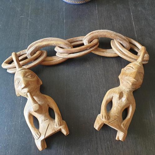 Afrikaanse houtsnijwerk bruidsketting bruiloftsketting 0209, Antiek en Kunst, Curiosa en Brocante, Ophalen of Verzenden
