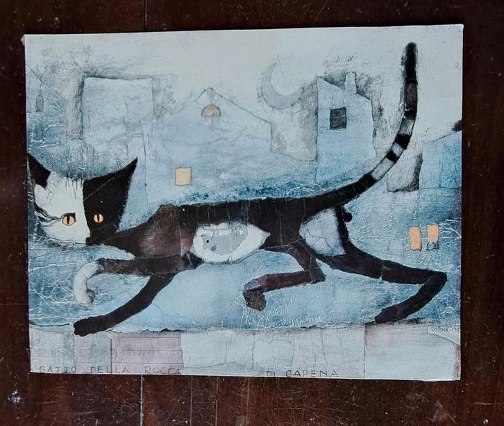 Rosina Wachtmeister - gatto della rocca di capena, Antiek en Kunst, Kunst | Schilderijen | Abstract, Ophalen of Verzenden