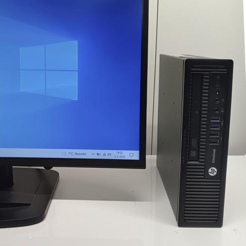 Snelle HP EliteDesk PC - Intel i5 - 8GB - SSD, Computers en Software, Desktop Pc's, Gebruikt, 3 tot 4 Ghz, HDD, SSD, 8 GB, Met monitor