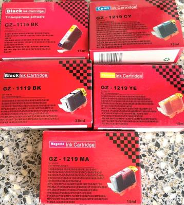 Inktcartridges GZ-1115BK + 1119BK +1219MA + 1219EY + 1219CY beschikbaar voor biedingen