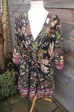 Overslagjurk zwart/ bruin/ fuschia Paprika T5(52) Vaste prij, Kleding | Dames, Jurken, Zwart, Maat 46/48 (XL) of groter, Ophalen of Verzenden