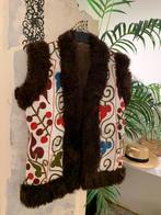 Vintage Afghaanse waistcoat M bohemian Suzani gilet, Maat 38/40 (M), Ophalen of Verzenden, Bruin, Zo goed als nieuw