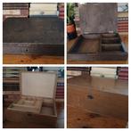 Twee oude kistjes kisten met vakken en één met sleuteltje, Antiek en Kunst, Curiosa en Brocante, Ophalen of Verzenden