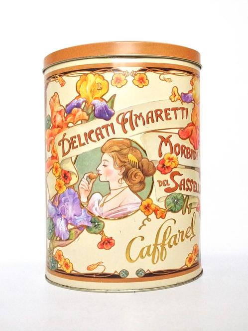 XL Groot vintage Art Nouveau gekleurd blik blikje Caffarel, Verzamelen, Blikken, Gebruikt, Overige, Overige merken, Ophalen