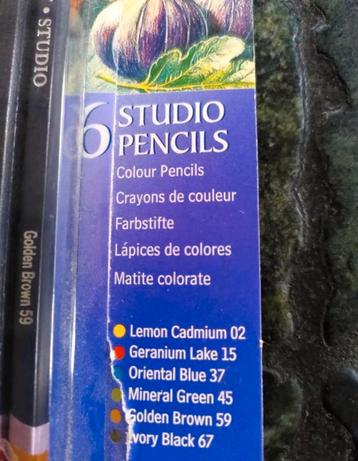 Derwent studio 6 Colour Pencils. Tekenen. beschikbaar voor biedingen